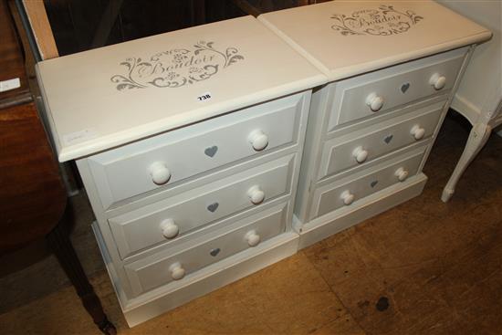Pair painted bedside cupboards